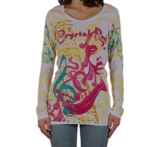 Crystal Rock Christian Audigier Y2K Shirt Womens Medium Tunic Top NWT D25 New